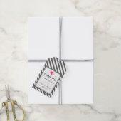 Love Grey Stripes Pattern Party Favor Gift Label Cadeaulabel (Met Touw)