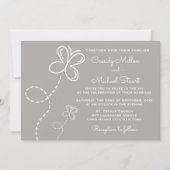 Love Grey & White Wedding Hearts and Butterflies Kaart (Voorkant)
