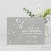 Love Grey & White Wedding Hearts and Butterflies Kaart (Staand voorkant)