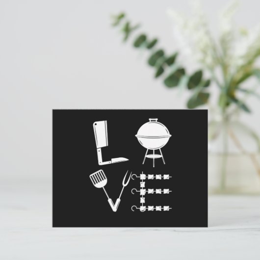 Love Grill Steak BBQ Barbecue Grilling Chef Gift Briefkaart (Staand voorkant)