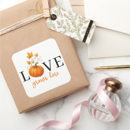 LOVE groeit hier | Pompoen Lettering Herfst  Vierkante Sticker