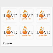LOVE groeit hier | Pompoen Lettering Herfst  Vierkante Sticker (Vel)