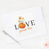 LOVE groeit hier | Pompoen Lettering Herfst  Vierkante Sticker (Envelop)