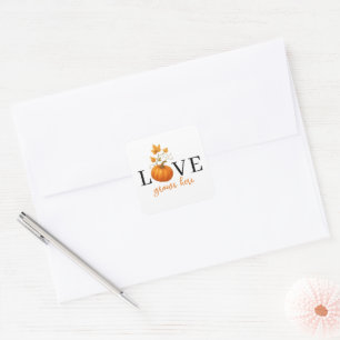 LOVE Groeit Hier Pompoen Lettertype Herfst Stick Vierkante Sticker