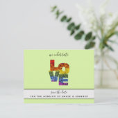 LOVE Groen Thema Same-Sex Bruiloft Save the Date Briefkaart (Staand voorkant)