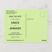 LOVE Groen Thema Same-Sex Bruiloft Save the Date Briefkaart (Achterkant)