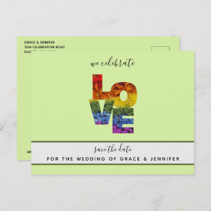 LOVE Groen Thema Same-Sex Bruiloft Save the Date Briefkaart