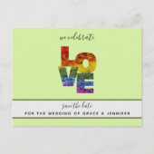 LOVE Groen Thema Same-Sex Bruiloft Save the Date Briefkaart (Voorkant)