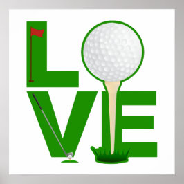 LOVE groene letters voor Golfafdruk Poster
