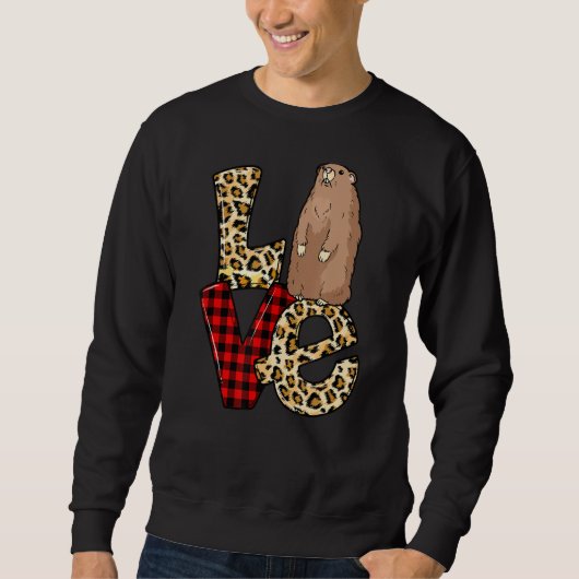 Love Groundhog Leopard Heart Happy Groundhog Day W Trui (Voorkant)