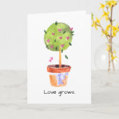 Love Grows Heart Topiary Waterverf Wenskaart Kaart (Gele Bloem)