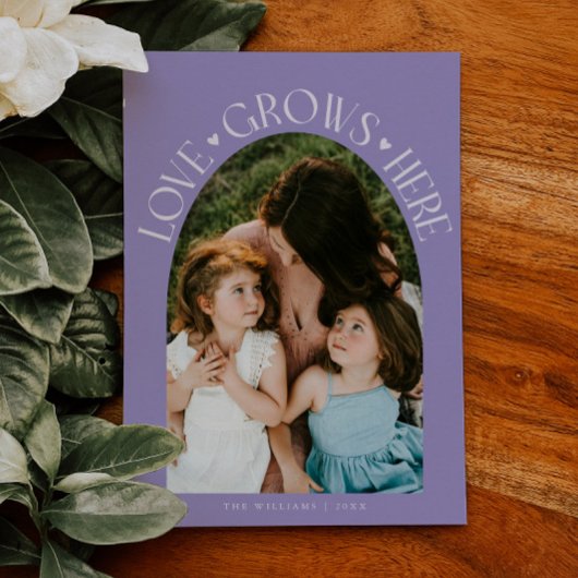 Love Grows Here Lilac Arch Valentines Day Feestdagenkaart