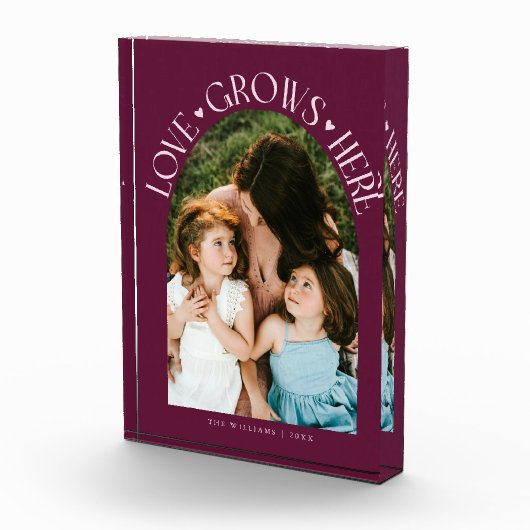 Love Grows Here Modern Arch Cranberry Fotoblokken (Rechts)