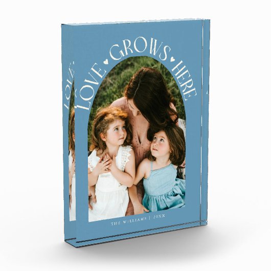 Love Grows Here Modern Arch Denim Blue Fotoblokken (Links)