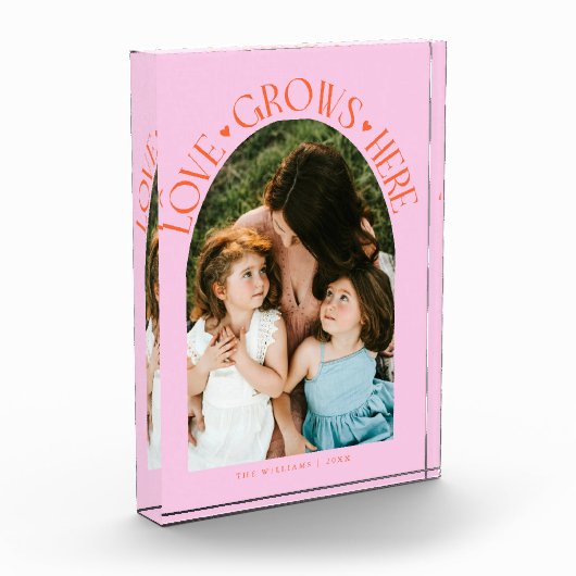 Love Grows Here Modern Arch Orange Pink Fotoblokken (Links)