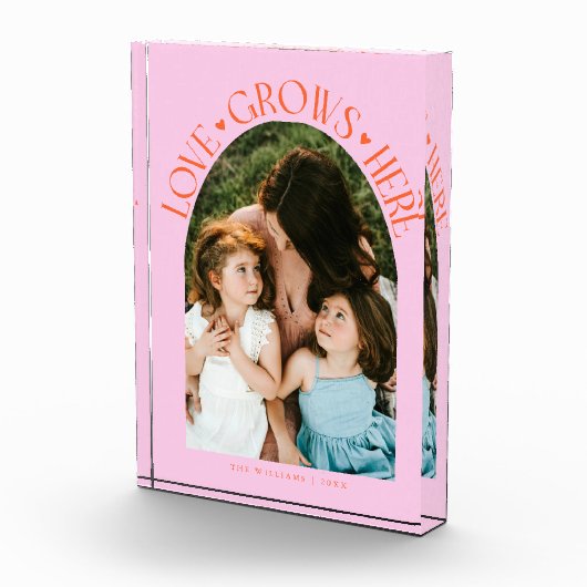 Love Grows Here Modern Arch Orange Pink Fotoblokken (Rechts)