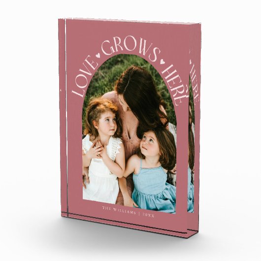 Love Grows Here Modern Arch Pink Fotoblokken (Rechts)