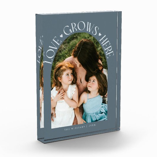 Love Grows Here Modern Arch Slate Blue Fotoblokken (Links)