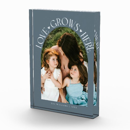 Love Grows Here Modern Arch Slate Blue Fotoblokken (Rechts)