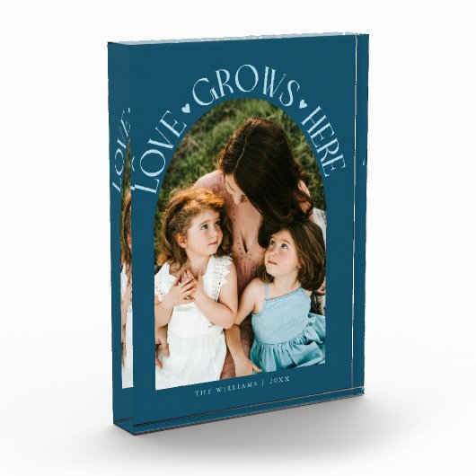Love Grows Here Modern Arch Teal Fotoblokken (Links)