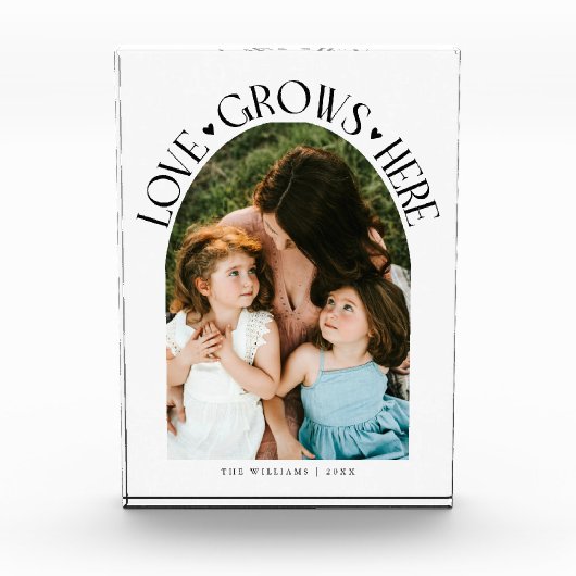 Love Grows Here Modern Arch White Fotoblokken (Voorkant)