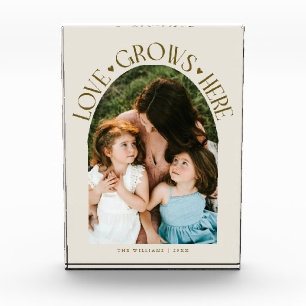 Love Grows Here Moderne Boog Crème Fotoblokken