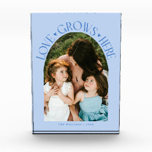 Love Grows Here Moderne Boog Ijsblauw Fotoblokken
