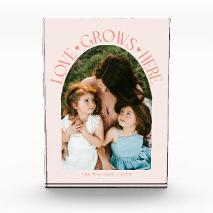 Love Grows Here Moderne Boog Perzik Fotoblokken