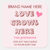 Love Grows Here | Valentine's Day Candle Labels  (Voorkant)