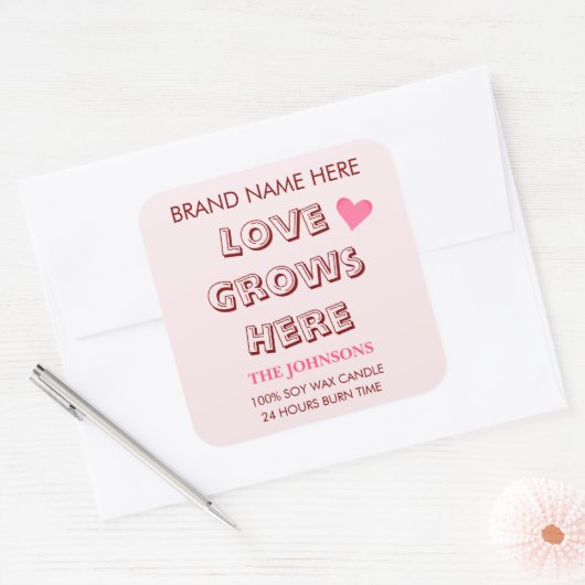 Love Grows Here | Valentine's Day Candle Labels (Envelop)