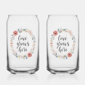 "Love Grows Here" with Floral Wreath Blikvorm Glas (Voorkant)