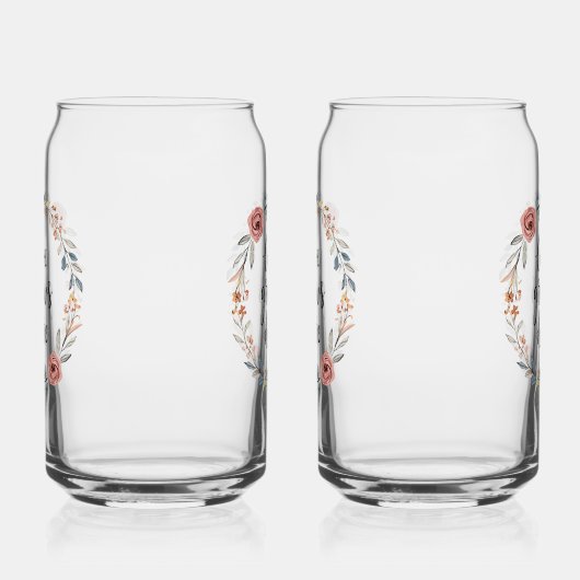 "Love Grows Here" with Floral Wreath Blikvorm Glas (Rechts)