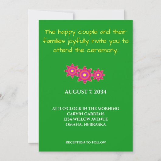 "Love Grows" Uitnodiging tot een braal huwelijk (Achterkant)