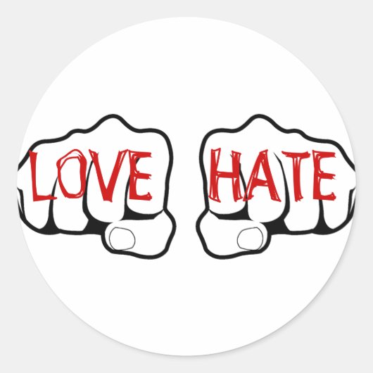 LOVE HAAT FIJTEN RONDE STICKER (Voorkant)