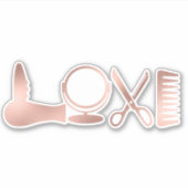 LOVE Hair Stylist Schaar Salon Kapper Sticker (Voorkant)