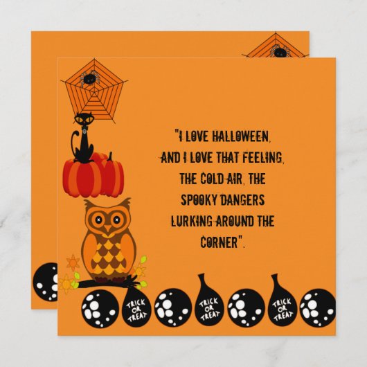 Love Halloween Quote Spooky Owl Pumpkin Kaart (Voorkant / Achterkant)
