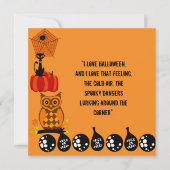 Love Halloween Quote Spooky Owl Pumpkin Kaart (Voorkant)