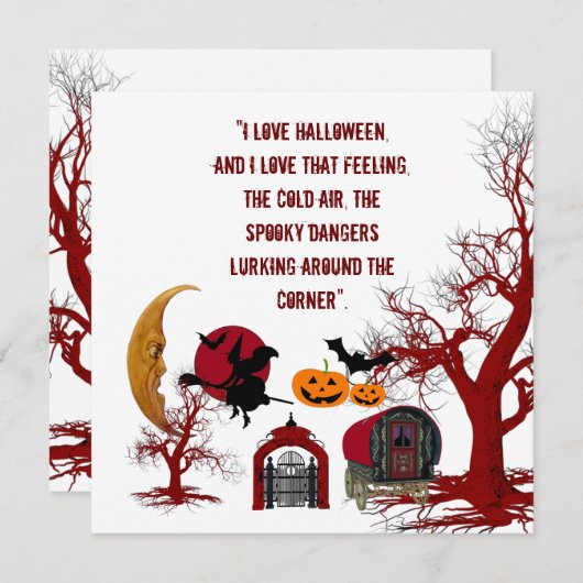 Love Halloween Quote Spooky Witch Wagon Kaart (Voorkant / Achterkant)