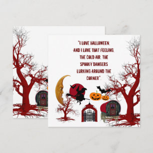 Love Halloween Quote Spooky Witch Wagon Kaart