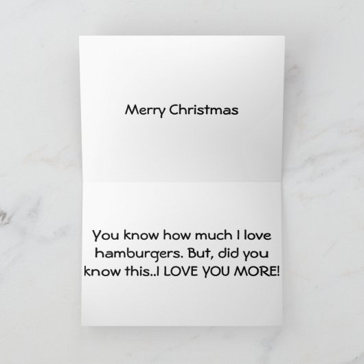 LOVE HAMBURGERS-MERRY CHRISTMAS (LOVE YOU) FEESTDAGEN KAART (Binnen)