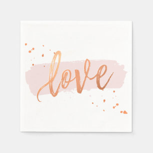 LOVE HAND GELETTERD SCRIPT type koper blush roze Servetten