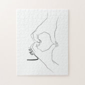 Love Hand Heart Line Art Drawing Cute Modern Legpuzzel (Verticaal)