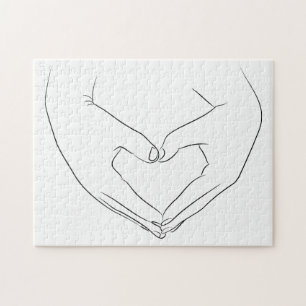 Love Hand Heart Line Art Drawing Cute Modern Legpuzzel