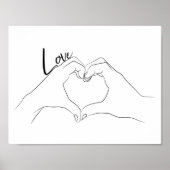 Love Hand Heart Line Art Drawing Cute Modern Poster (Voorkant)
