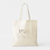 Love Hand Heart Line Art Drawing Cute Modern Tote Bag (Achterkant)