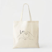 Love Hand Heart Line Art Drawing Cute Modern Tote Bag (Voorkant)