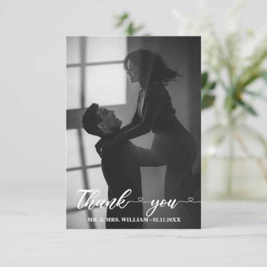 Love Hand Lettered Script Trouwfoto Dank u Bedankkaart (Staand voorkant)