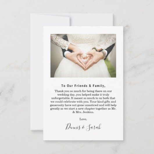 Love Hand Lettered Script Trouwfoto Dank u Bedankkaart (Achterkant)