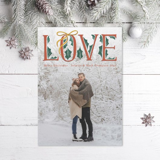 Love Hand Lettering Holly Winter Pas getrouwd Feestdagenkaart