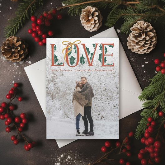 Love Hand Lettering Holly Winter Pas getrouwd Feestdagenkaart